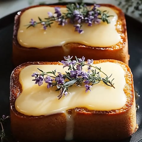 Zwei Stück Kuchen mit Butter und Rosmarin obendrauf.