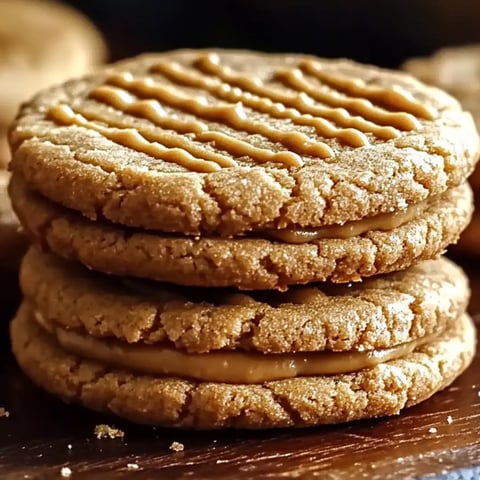 Ein Kekstapel mit Erdnussbutter und Honig.