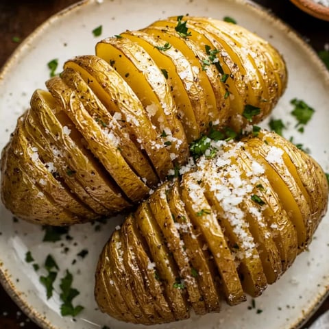 Zwei Kartoffeln mit Salz darauf.