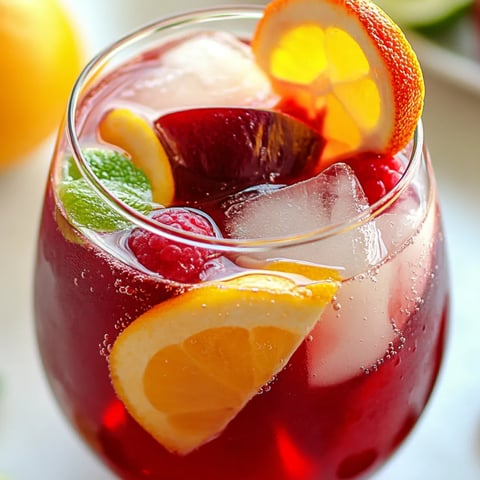 Ein Glas mit rotem Wein und Orangenscheiben.