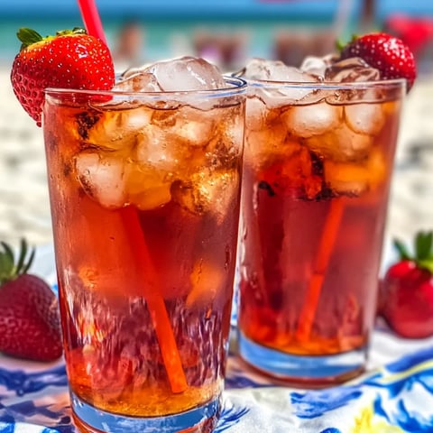Zwei Gläser Eistee mit Erdbeeren.